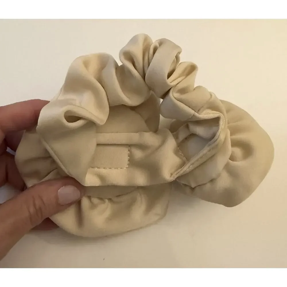 NWOT 3 Satin Schrunchies with Rosettes in Black, Cream & Pink by Zara & J Crew